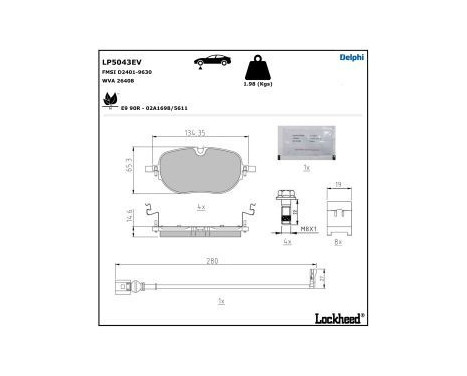Brake pad set, disc brake LP5043EV Delphi, Image 5