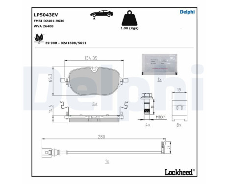 Brake pad set, disc brake LP5043EV Delphi, Image 5