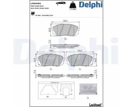 Brake pad set, disc brake LP5044EV Delphi, Image 2