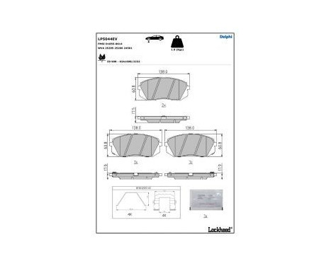 Brake pad set, disc brake LP5044EV Delphi, Image 3