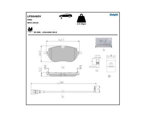Brake pad set, disc brake LP5046EV Delphi, Image 5