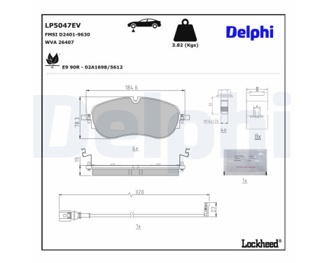 Brake pad set, disc brake LP5047EV Delphi, Image 3