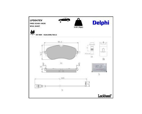 Brake pad set, disc brake LP5047EV Delphi, Image 3