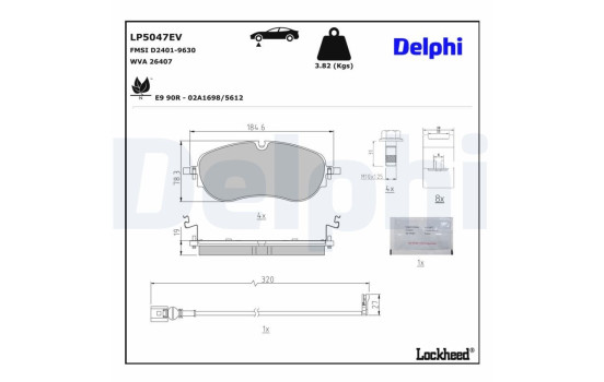 Brake pad set, disc brake LP5047EV Delphi, Image 3