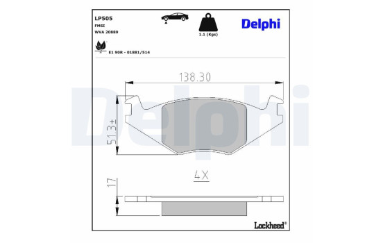 Brake Pad Set, disc brake LP505 Delphi