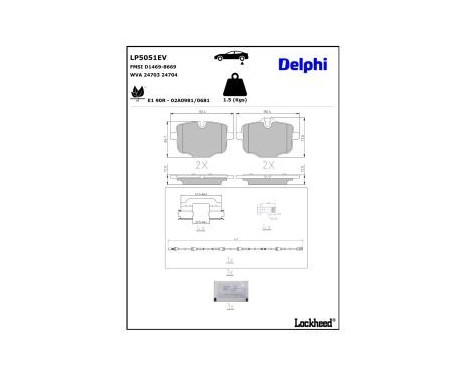 Brake pad set, disc brake LP5051EV Delphi, Image 4