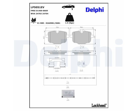 Brake pad set, disc brake LP5051EV Delphi, Image 4