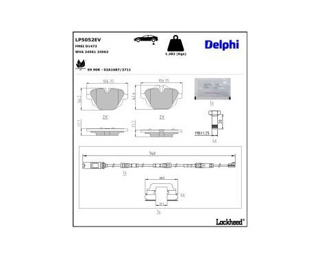 Brake pad set, disc brake LP5052EV Delphi, Image 4