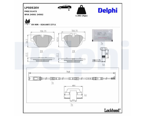 Brake pad set, disc brake LP5052EV Delphi, Image 4