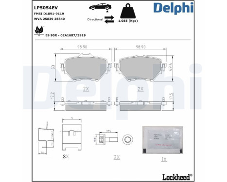 Brake pad set, disc brake LP5054EV Delphi, Image 2