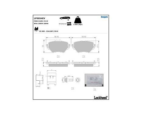 Brake pad set, disc brake LP5054EV Delphi, Image 3