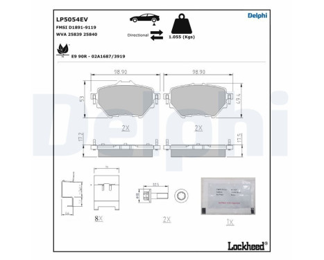 Brake pad set, disc brake LP5054EV Delphi, Image 3