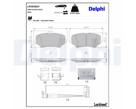 Brake pad set, disc brake LP5056EV Delphi, Image 3