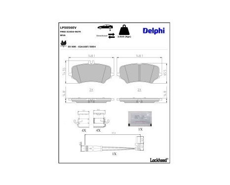 Brake pad set, disc brake LP5056EV Delphi, Image 4