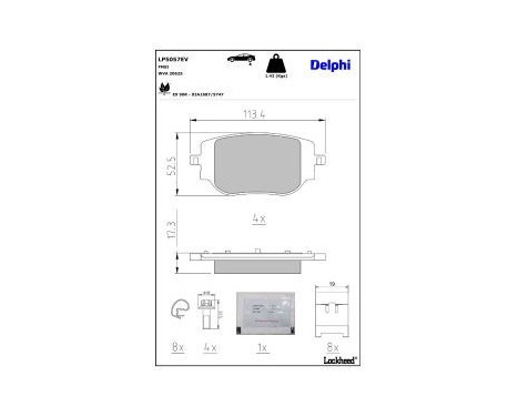 Brake pad set, disc brake LP5057EV Delphi, Image 3