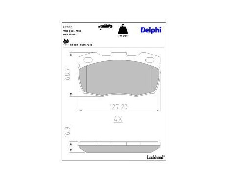 Brake pad set, disc brake LP506 Delphi, Image 3