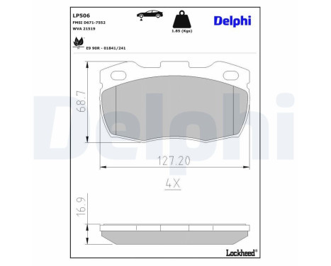 Brake pad set, disc brake LP506 Delphi, Image 3