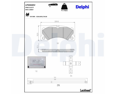 Brake pad set, disc brake LP5060EV Delphi, Image 3