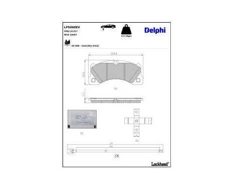 Brake pad set, disc brake LP5060EV Delphi, Image 4