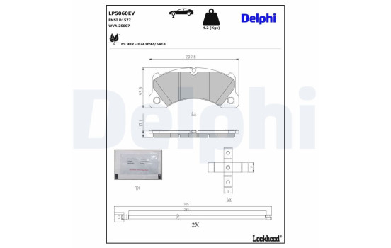 Brake pad set, disc brake LP5060EV Delphi, Image 4