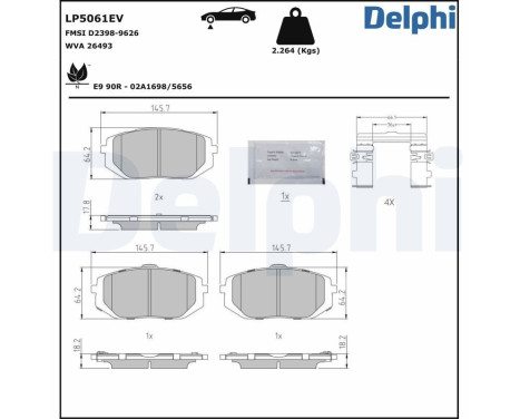 Brake pad set, disc brake LP5061EV Delphi, Image 2