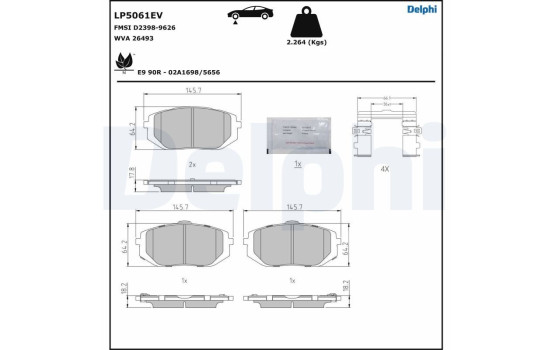 Brake pad set, disc brake LP5061EV Delphi, Image 3