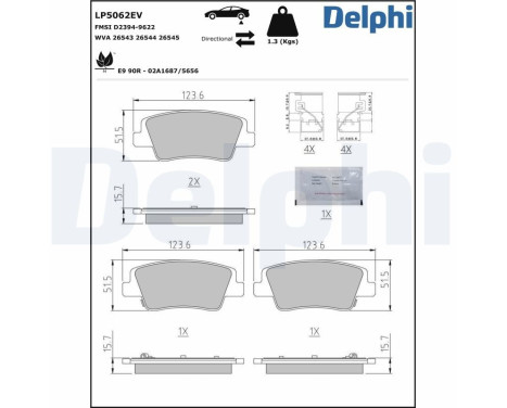 Brake pad set, disc brake LP5062EV Delphi, Image 4