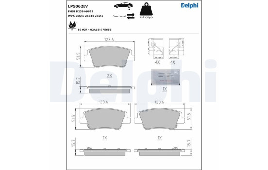 Brake pad set, disc brake LP5062EV Delphi, Image 5