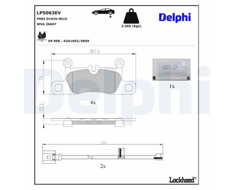 Brake pad set, disc brake LP5063EV Delphi, Image 3