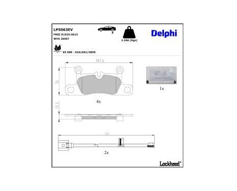 Brake pad set, disc brake LP5063EV Delphi, Image 4