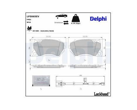 Brake pad set, disc brake LP5065EV Delphi