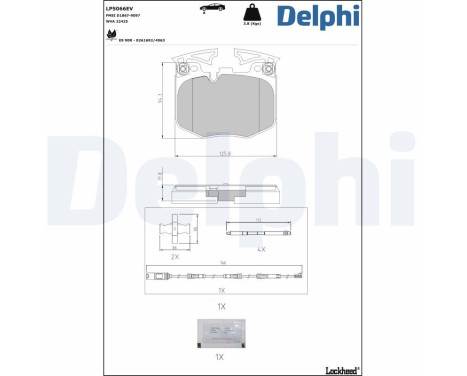 Brake pad set, disc brake LP5066EV Delphi
