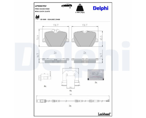 Brake pad set, disc brake LP5067EV Delphi, Image 4
