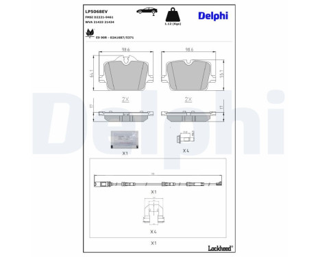 Brake pad set, disc brake LP5068EV Delphi, Image 3