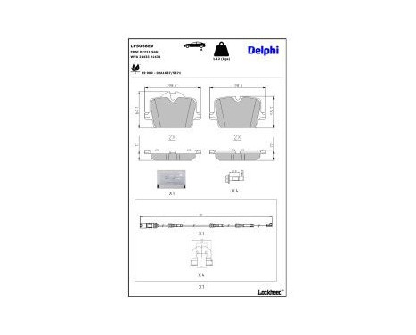 Brake pad set, disc brake LP5068EV Delphi, Image 4