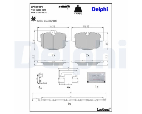 Brake pad set, disc brake LP5069EV Delphi, Image 2
