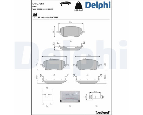Brake pad set, disc brake LP5070EV Delphi