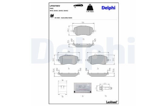 Brake pad set, disc brake LP5070EV Delphi, Image 3