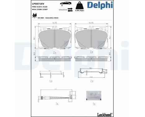 Brake pad set, disc brake LP5071EV Delphi, Image 3