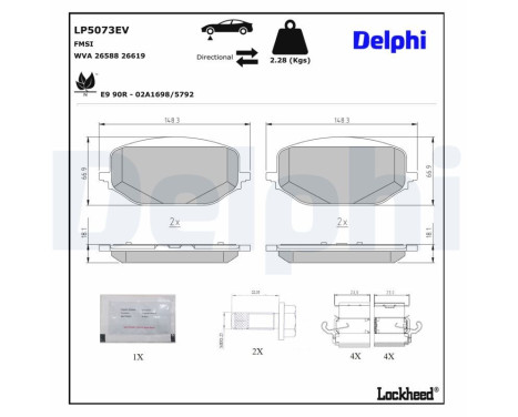 Brake pad set, disc brake LP5073EV Delphi, Image 2
