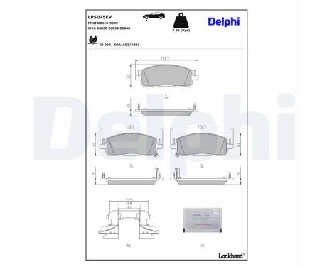 Brake pad set, disc brake LP5075EV Delphi