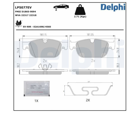 Brake pad set, disc brake LP5077EV Delphi, Image 3