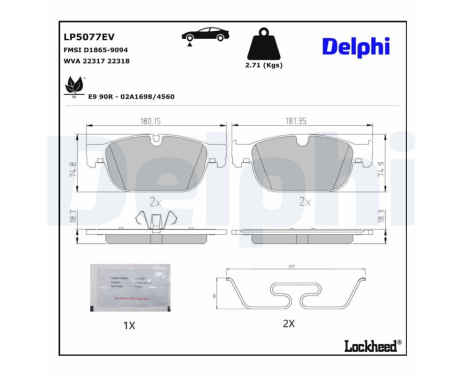 Brake pad set, disc brake LP5077EV Delphi, Image 3