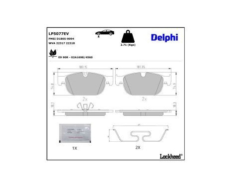 Brake pad set, disc brake LP5077EV Delphi, Image 3