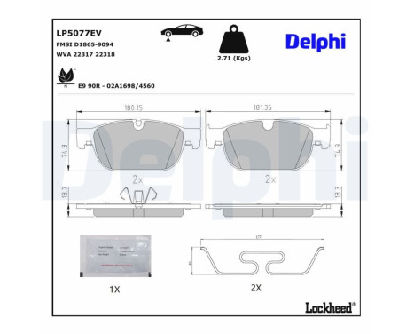 Brake pad set, disc brake LP5077EV Delphi, Image 3