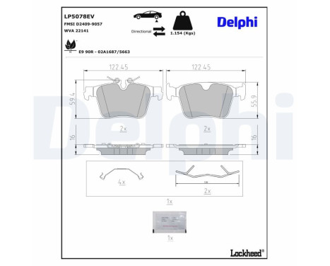 Brake pad set, disc brake LP5078EV Delphi, Image 2