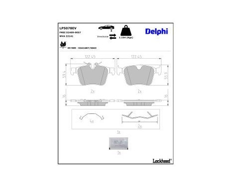 Brake pad set, disc brake LP5078EV Delphi, Image 3