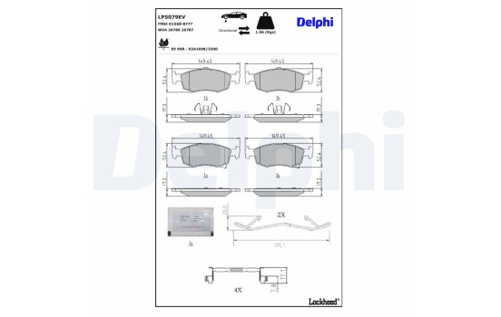 Brake pad set, disc brake LP5079EV Delphi, Image 3