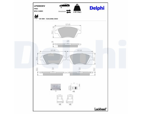 Brake pad set, disc brake LP5083EV Delphi, Image 2