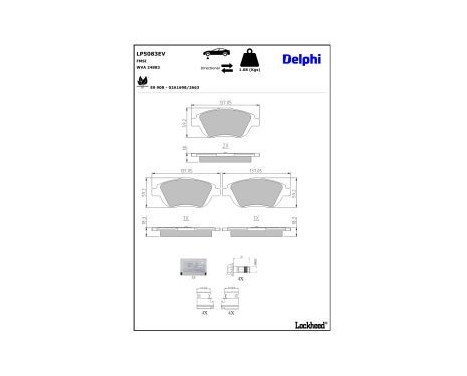 Brake pad set, disc brake LP5083EV Delphi, Image 3